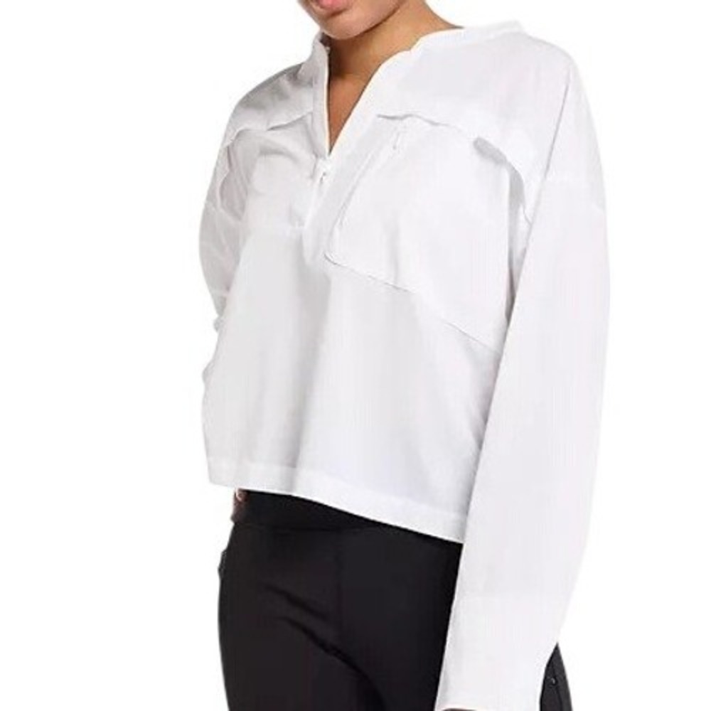 FLX Womens  FLX Woven Popover Top Size XS Long Sleeve Utility Casual